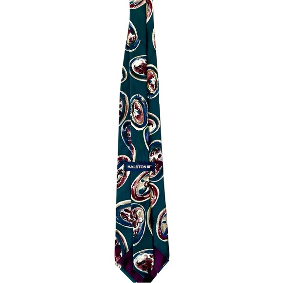 Halston Other - Vintage Halston Italian Silk Tie Teal Paisley